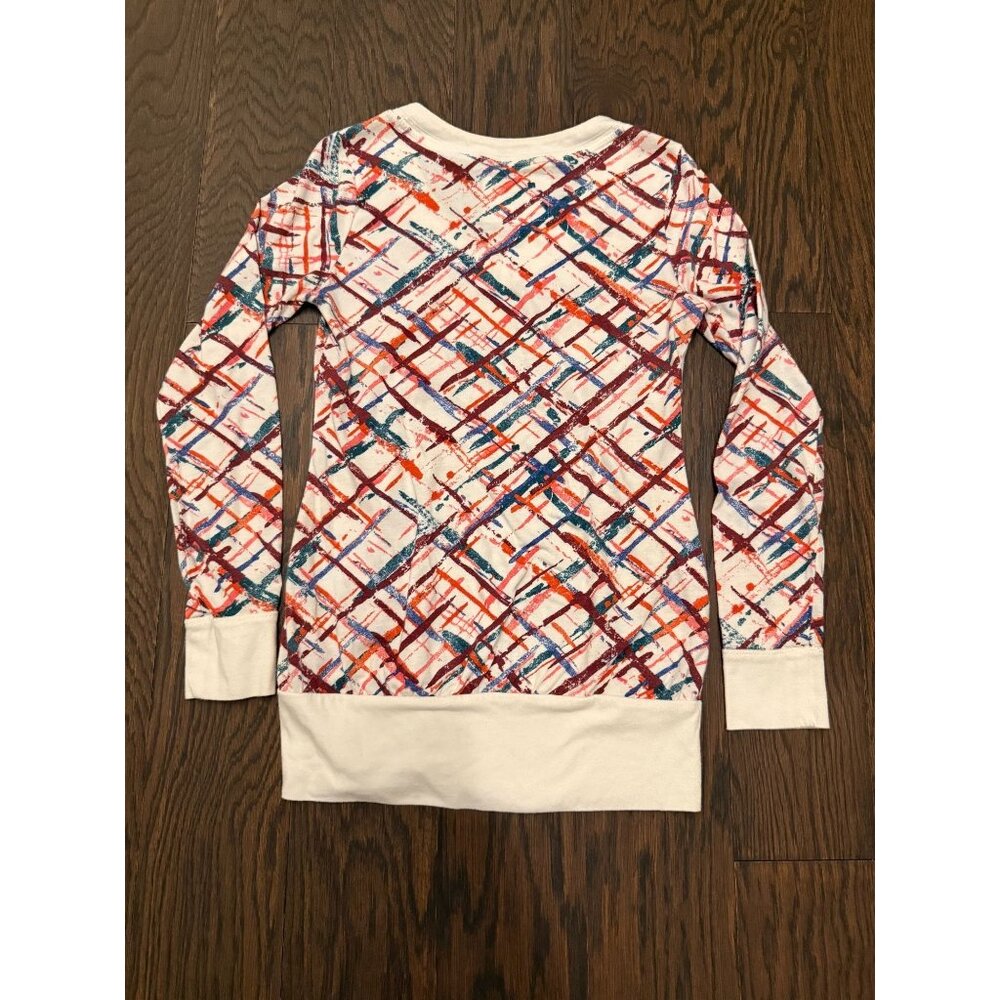 Y2K 2000's Mudd Colorful Splatter Print Long-Sleeve Abstract Pattern Medium Top - Picture 2 of 11